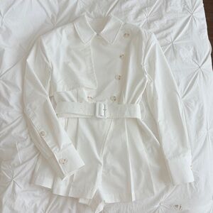 Elegant White Women's Belted Jacket
